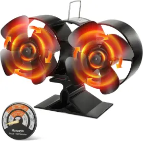 Hanaoyo 445046664664 Wood Stove Fan With Double Motors 12 Blades Heat Powered Firepl