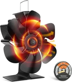 Hanaoyo 702385187849 Wood Stove Fan 6 Blades Heat Powered Fireplace With Magneti