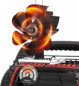 Hanaoyo 786354126862 Wood Stove Fan Compatible For Buddy Heater Heat Powered With Bracket