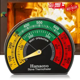 Hanaoyo Mlbt123 Wood Stove Thermometer Magnetic Pipe With Large Dial Bur