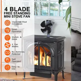 Heizung-01 Hawcafu Wood Stove Fan 4 Blades Fireplace Heat Pellet For Fir #2 Heizung-01 Hawcafu Wood Stove Fan 4 Blades Fireplace Heat Pellet For Fir #2