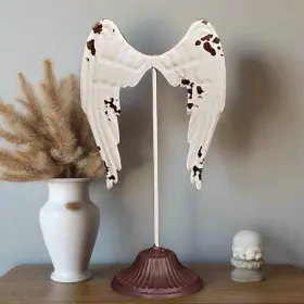 M30120 Heritage House Vintage Looking Metal White Wings On Pedestal 12 Inch M30120 Heritage House Vintage Looking Metal White Wings On Pedestal 12 Inch