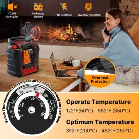 Hl12-80-45-0038us Hidalife Wood Stove Fan For Heater Heat Powered Fireplace 6 Blades With Bracket #3