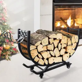 Jjyzh-017 Hizmivos Firewood Rack Outdoor Indoor With Handle 29.5 Inch Fire Wood Storage For