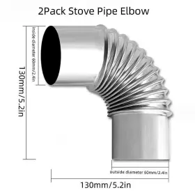 Hnoygnu 753775968111 2pcs 90 Degree Elbow Wood Stove Chimney 2.36 Inch Pipe Stainless #2 Hnoygnu 753775968111 2pcs 90 Degree Elbow Wood Stove Chimney 2.36 Inch Pipe Stainless #2