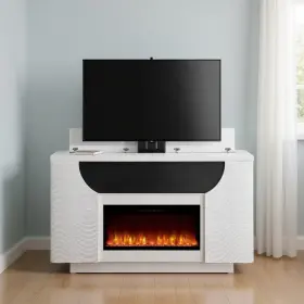 643645 Homeroots 76 Inch White Ribbed Wood Electric Storage Cabinet Tv Fireplace With Led And Speaker 643645 Homeroots 76 Inch White Ribbed Wood Electric Storage Cabinet Tv Fireplace With Led And Speaker