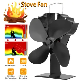 J0296 Imountek 4 Blades Fireplace Stove Fan Heat Powered For Winter Wood Log Burner