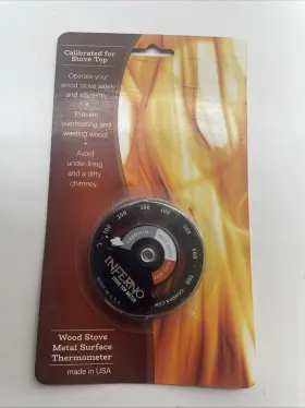 Inferno Stove Top Meter 6p25d Wood Metal Surface Thermometer Made In Usa
