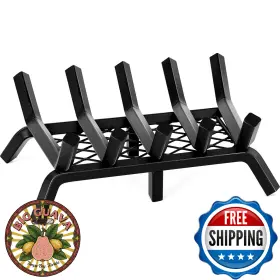Inno Stage B0b3r4k98m 17 Inch Cast Iron Fireplace Grate With Ember Retainer - Heavy Duty Firewood Log Hold