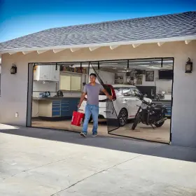 58509 Jobar Double Garage Door Screen Magnet Bottom Insect Bug Mesh 16ft. X 7ft Polyester #3