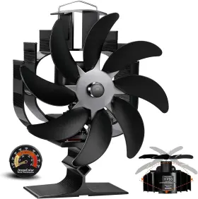 Jossacolar 763475420420 Oscillating Wood Stove Fan Heat Powered With High Air Volume 8- Blade Fireplac
