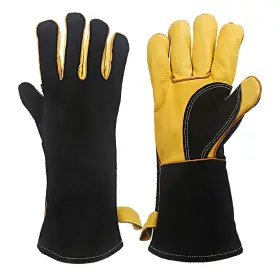 Us016l Kim Yuan Extreme Heat/fire Resistant Gloves Leather With Kevlar Stitching Mitts Perfe