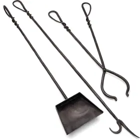 Kings County Gw89a05-13 Tools 3-piece Fireplace Tool Set - Hand Forged Iron Fire