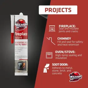 Kraken Bond 810108221197 Fireplace Sealant - Caulk Black 10.1 Oz 1 Pack #2 Kraken Bond 810108221197 Fireplace Sealant - Caulk Black 10.1 Oz 1 Pack #2