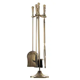 80-fpts-16 Lavish Home 4 Piece Fireplace Tools Set Indoor Outdoor Accessories Black