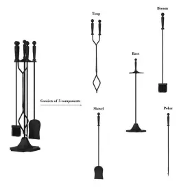 Hw0200002 Lavish Home Black 5-piece Fireplace Tool Set With Ergonomic Ball Handles #3 Hw0200002 Lavish Home Black 5-piece Fireplace Tool Set With Ergonomic Ball Handles #3