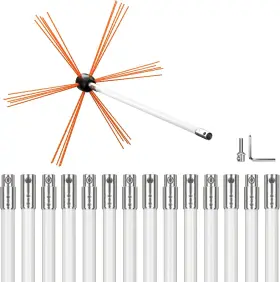 Leetin 313113653682 Chimney Sweep Kit 20 Ft Cleaning Nylon Flexible Rods Rotary Drill