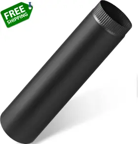 Leifide 313113770785 6 Inch X 24 Black Matte Stove Pipe Crimped Flue Stovepipe Connector
