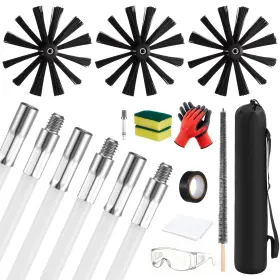 Lem-lemonroad-3702 Lemonroad 27 Pcs 30 Feet Chimney Sweep Kit Dryer Vent Cleaner Brush Cleani