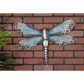 Litton Lane 445024191182 Dragonfly Wall Decor Metal Blue Indoor Outdoor Hanging Sculpture