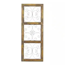 Litton Lane 445054322358 14 Inch X 36 Wood Brown Window Inspired Scroll Wall Decor With Metal Scrollwo