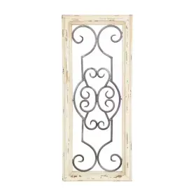 Litton Lane 744110781007 10 Inch X 25 Wood White Window Inspired Scroll Wall Decor With Metal Scrollwo