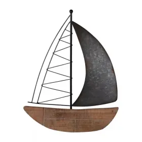 Liv & Skye 744759296504 19 Inch X 15 Brown Coastal Nautical Sailboat Metal Work Wall Art