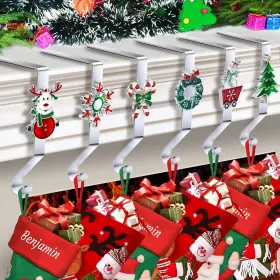 Loncaster 972991550946 Christmas Stocking Holders For Mantle Set Of 6 Colorful H
