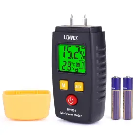 Lwm01 Lonvox Wood Moisture Meter Pin-type Digital Detector With Backlit L Lwm01 Lonvox Wood Moisture Meter Pin-type Digital Detector With Backlit L