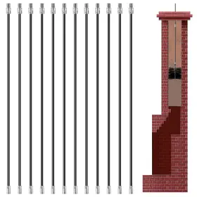 Rod-12 Madholly 36ft Total Fiberglass Chimney Cleaning Rod - Brush For 1/4 Inch Npt B
