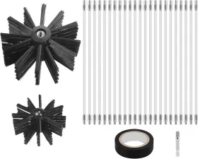 Magiclulu 16d302fx3ro 30ft Chimney Cleaning Kit - 23 Flexible Rods With 4 And 6 Inch Brush