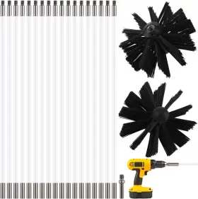 Magiclulu 5455o06u90 24feet Chimney Sweep Kit Cleaning With Two 4ftft Brush Head Flexible