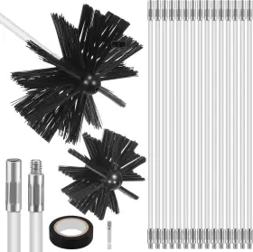 Magiclulu W0vt5721229m2c 20 Feet Chimney Sweep Brush Kit - 15 Flexible Extendable Rods Black