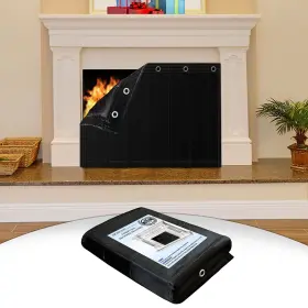 Gq-009 Maypal Fireplace Cover Black Modern Draft Stopper 39 Inch W X32 H Energy S