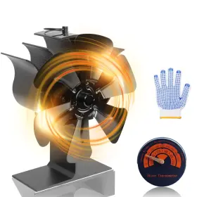 Melede 794391086766 6-blade Heat Powered Stove Fan For Wood/log Burner/fireplace Increases 80% Mo