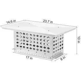 Cc8x17 Merxeng 8 Inch X 17 Chimney Cap 304 Stainless Steel Fireplace Cover Flue Caps #2