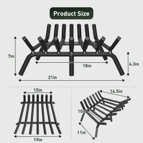 Mestyl 800689622582 Fireplace Grate 21 Inch Heavy Duty Wrought Iron Log 3/4 #3