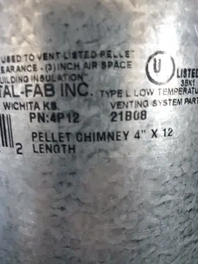 4p12 Metal Fab Metal-fab Chimney Pipe For Pellet Stove 4 Inch Diameter 12 Long