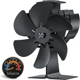 Miaton 726084268227 Wood Stove Fan Heat Powered Fireplace Activated With Thermometer