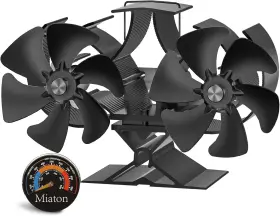 Miaton 763475420086 Wood Stove Fan Heat Powered Non Electric Activated For Burning S