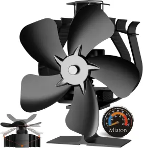 Miaton 763475420451 Oscillating Wood Stove Fan Heat Powered With High Air Volume 5 Blade Fireplace