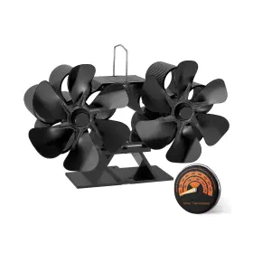 Miaton 768420627640 Wood Stove Fan Heat Powered Non Electric Dual Motor Fireplace