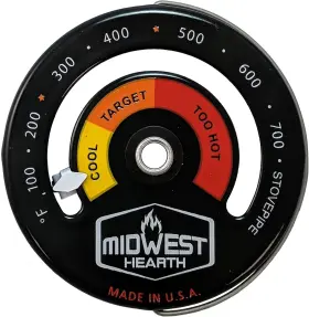 Midwest Hearth 445047765773 Wood Stove Thermometer - Magnetic Chimney Pipe Meter Made In Usa