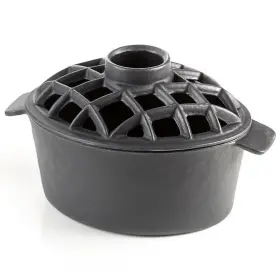 17125022 Minuteman International Flat Black Porcelain Lattice Top Steamer 17125022 Minuteman International Flat Black Porcelain Lattice Top Steamer