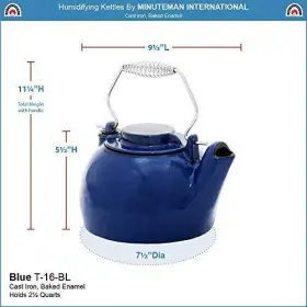 W9y-adm-t-16-bl Minuteman International 2dot5 Quart Cast Iron Humidifying Woodstove Kettle