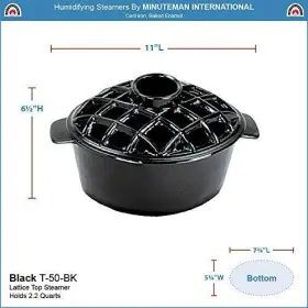 W9y-adm-t-50-bk Minuteman International 2dot2 Quart Enamel Woodstove Steamer Lattice Top #2