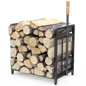 Mlmk-fr1555 Ml Minglukj 15.5-inch Compact Metal Firewood Rack With Fire Blower For Indoor Outdoor Us