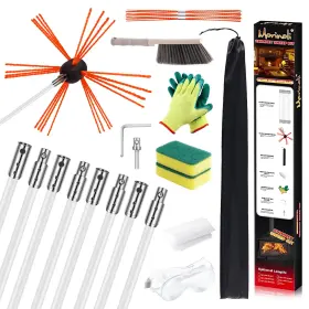 Morinoli 732083428876 26 Feet Chimney Sweep Kit Chrome Button Locking System Cleaning Kit