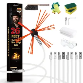 B07srrt9kt Morinoli 26 Feet Chimney Sweep Kit Chrome Button Locking System Cleani