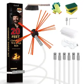 B0946vth86 Morinoli 20ft Chimney Sweep Kit Chrome Button Lock System Cleaning Rod